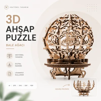 Mekanik vektörel Çiçek 3D Puzzle 101 Parça Maket 