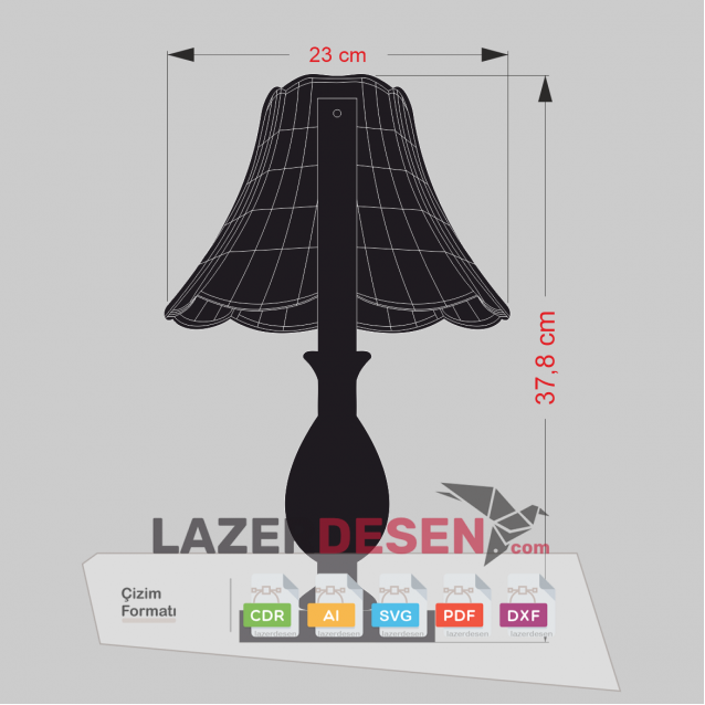 3D optical illusion table Lamp Drawing file, Indoor lighting with lines etched into Acrylic glass - Model Classic