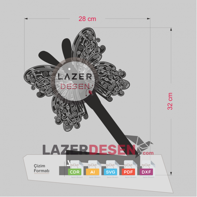 3D DIMENSIONAL LAMP, CNC LASER ENGRAVING PLAN, 3D NIGHT LAMP CONSTRUCTION FILE. MODEL - BUTTERFLY