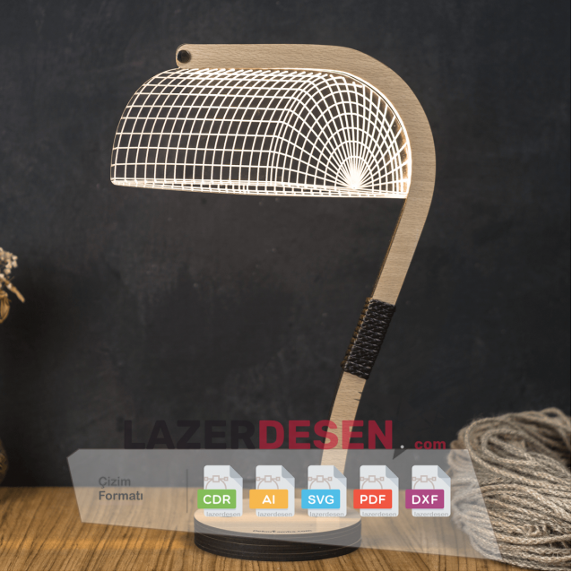 3D DIMENSIONAL LAMP, CNC LASER ENGRAVING PLAN, 3D NIGHT LAMP CONSTRUCTION FILE. MODEL - BANK