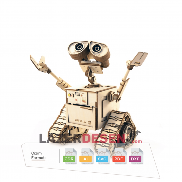 Wood 3D Model Wall-e, laser cut template, CDR, DXF, Decoration, Plywood 3mm