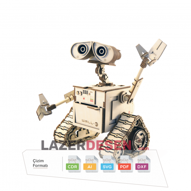 Wood 3D Model Wall-e, laser cut template, CDR, DXF, Decoration, Plywood 3mm