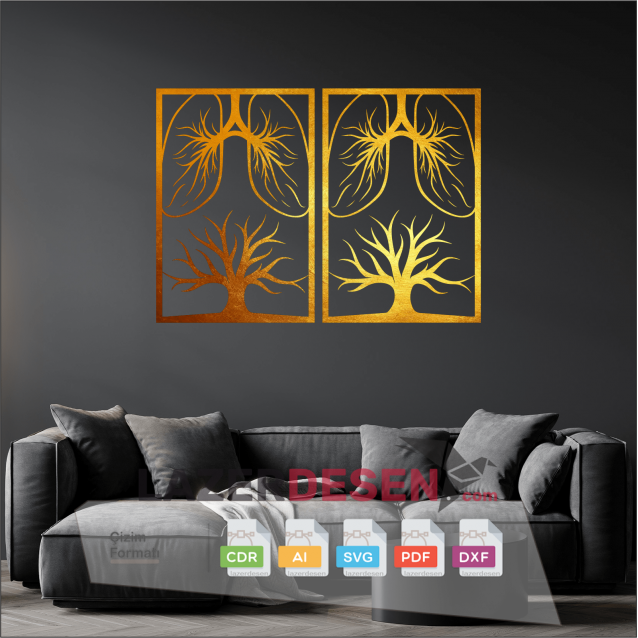 Wall painting tree lung vector pattern