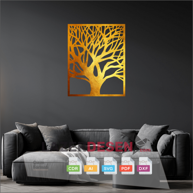 Wall painting tree branches vector pattern