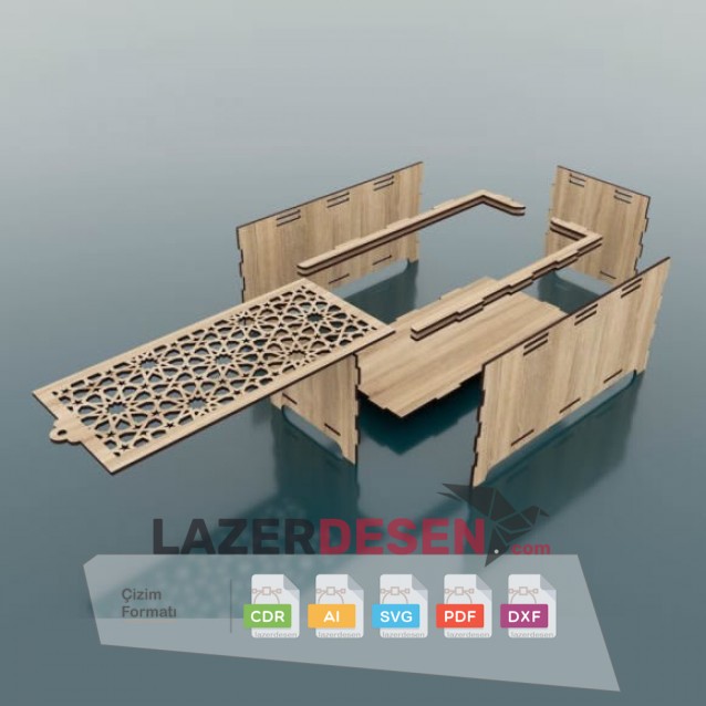 Sliding Lid Decorative Wooden Laser Cut Box
