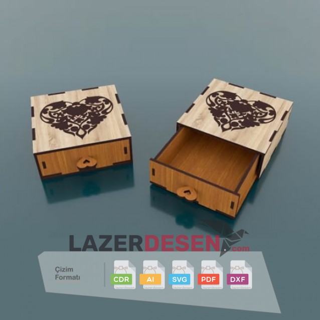 Laser Cut Wooden Drawer Jewelry Box