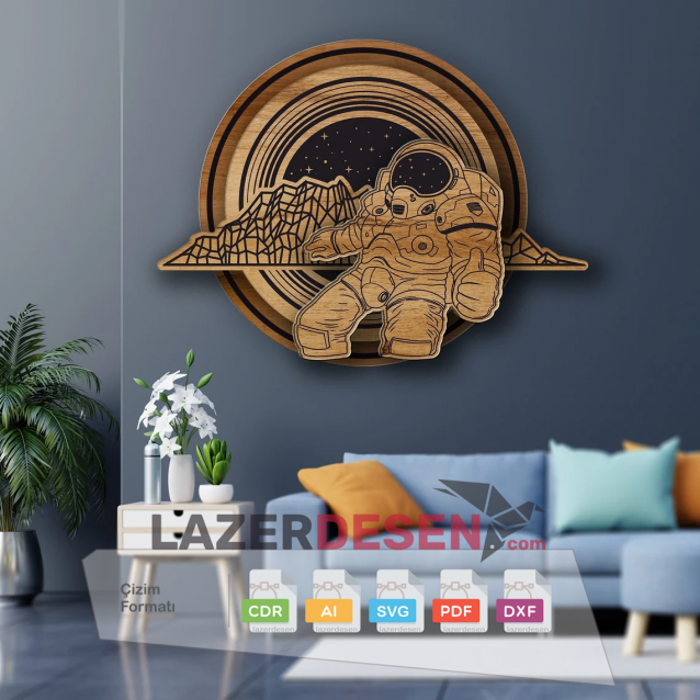 Engraved Space Wall Art Wall Decor Man In Space